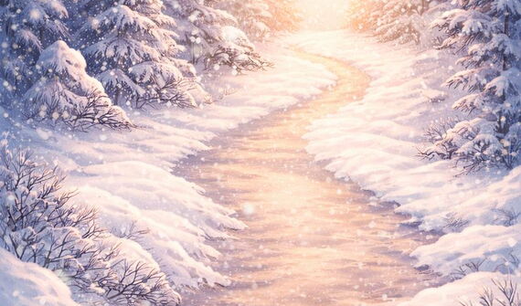 Illustration eines verschneiten Waldweges