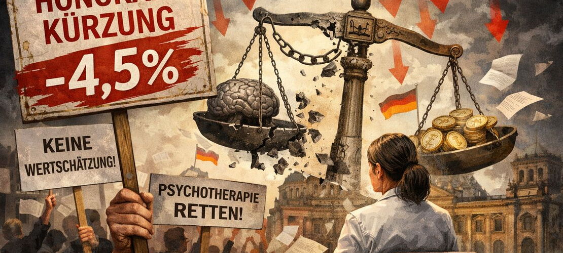 Grafische Darstellung einer Demonstration gegen Honorarkürzungen