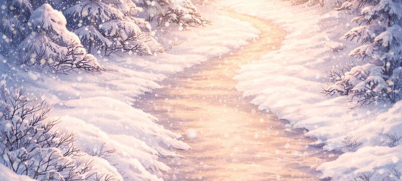 Illustration eines verschneiten Waldweges