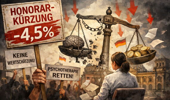 Grafische Darstellung einer Demonstration gegen Honorarkürzungen